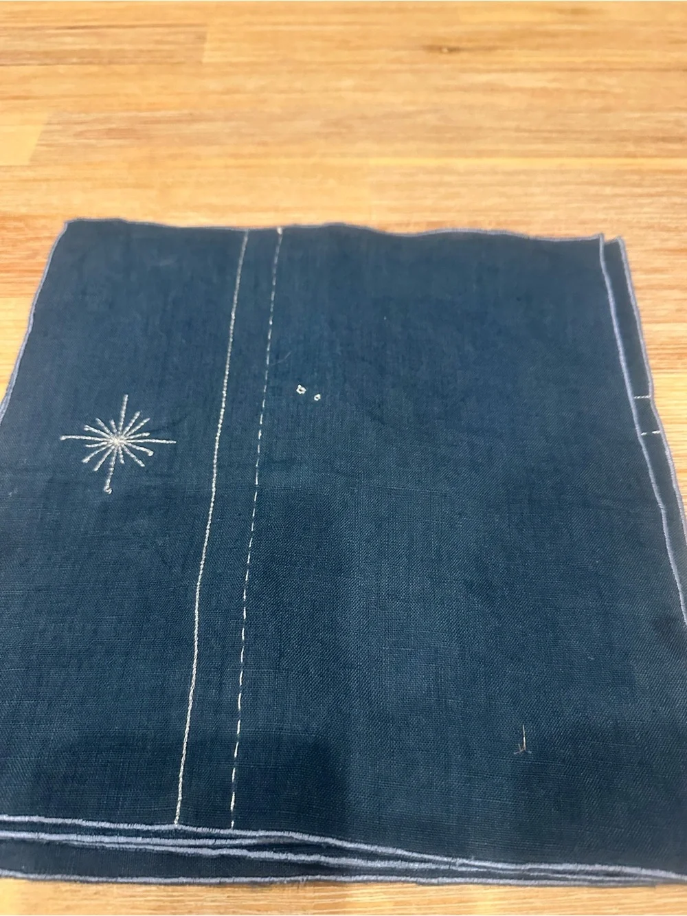 Set of 8 Celestial Constellation Cloth Napkins 10x10 Navy Blue Silver Embroidery
